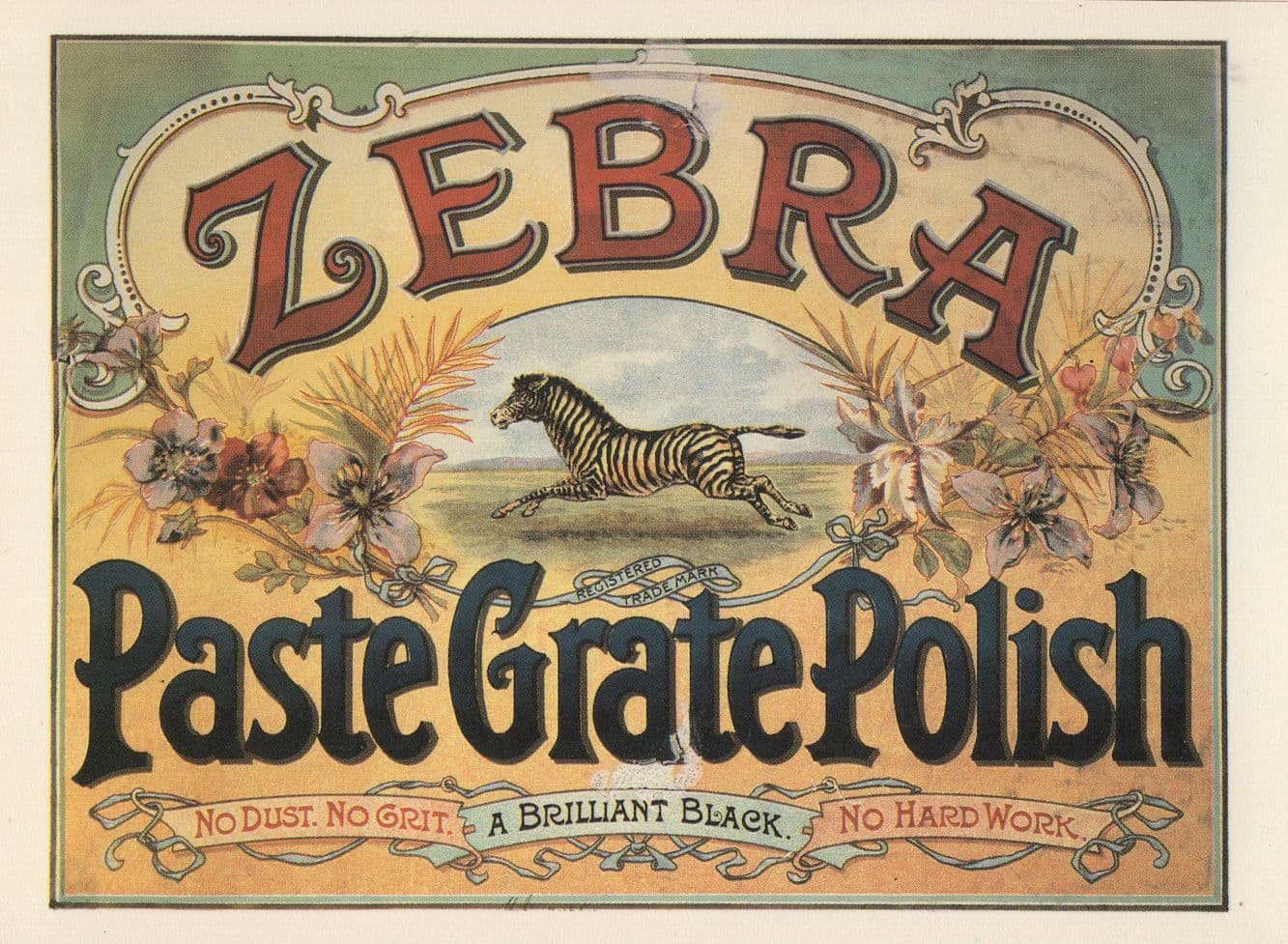 Zebra Paste Grate Shoe Shine Polish Poster Advertising Postcard