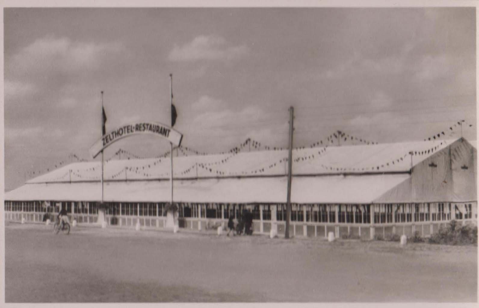 Zelt Hotel Zelthotel Scharbeutz Restaurant Real Photo German Germany Postcard