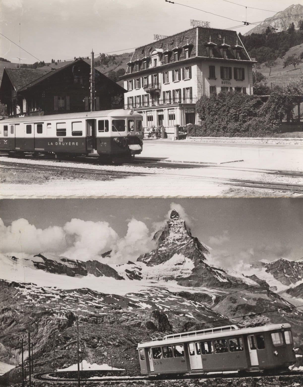 Zermatt Kulm Hotel Gornergrat Montbovon 2x Swiss Tram Postcard s