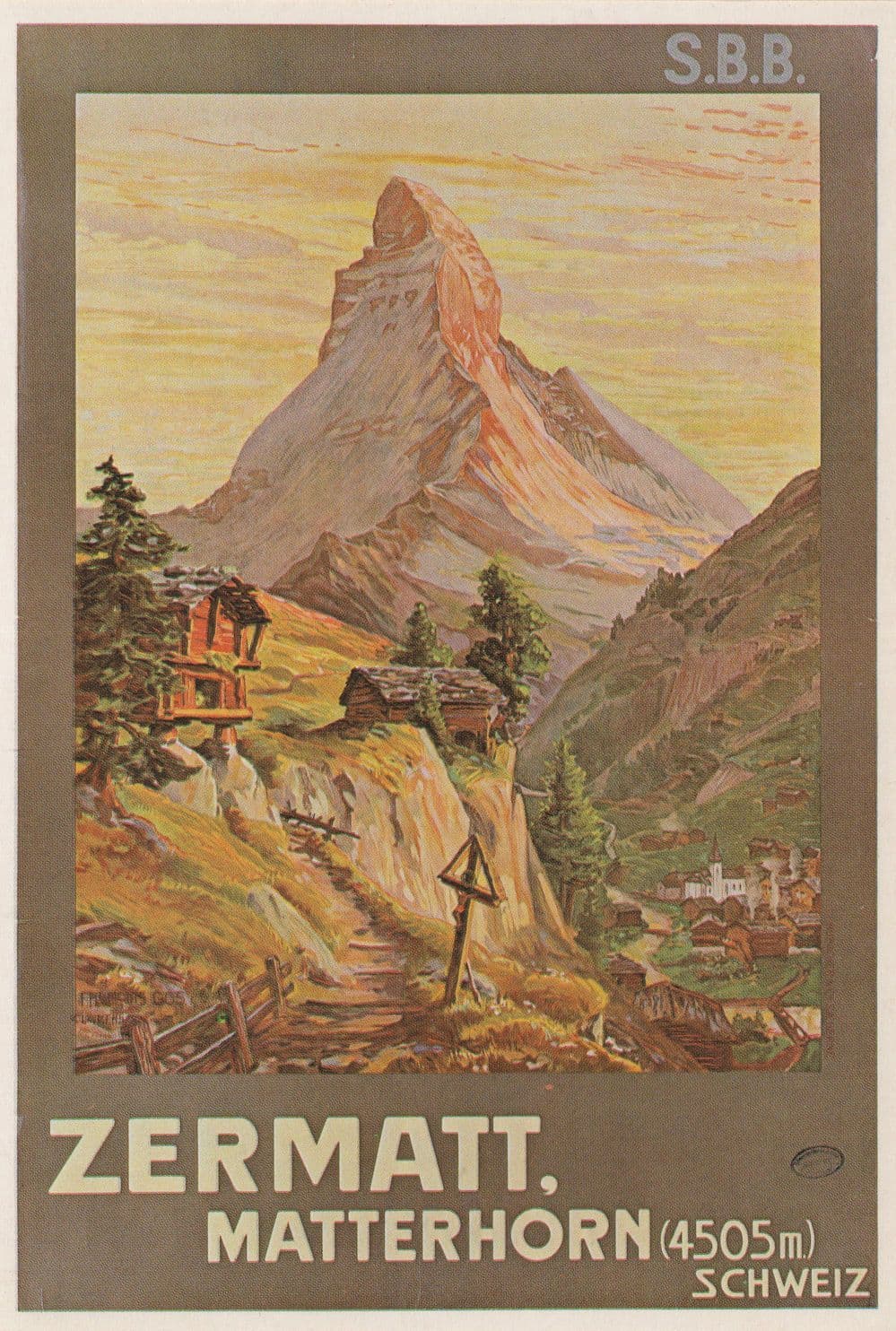Zermatt Matterhonr Schweiz Switzerland Poster Postcard