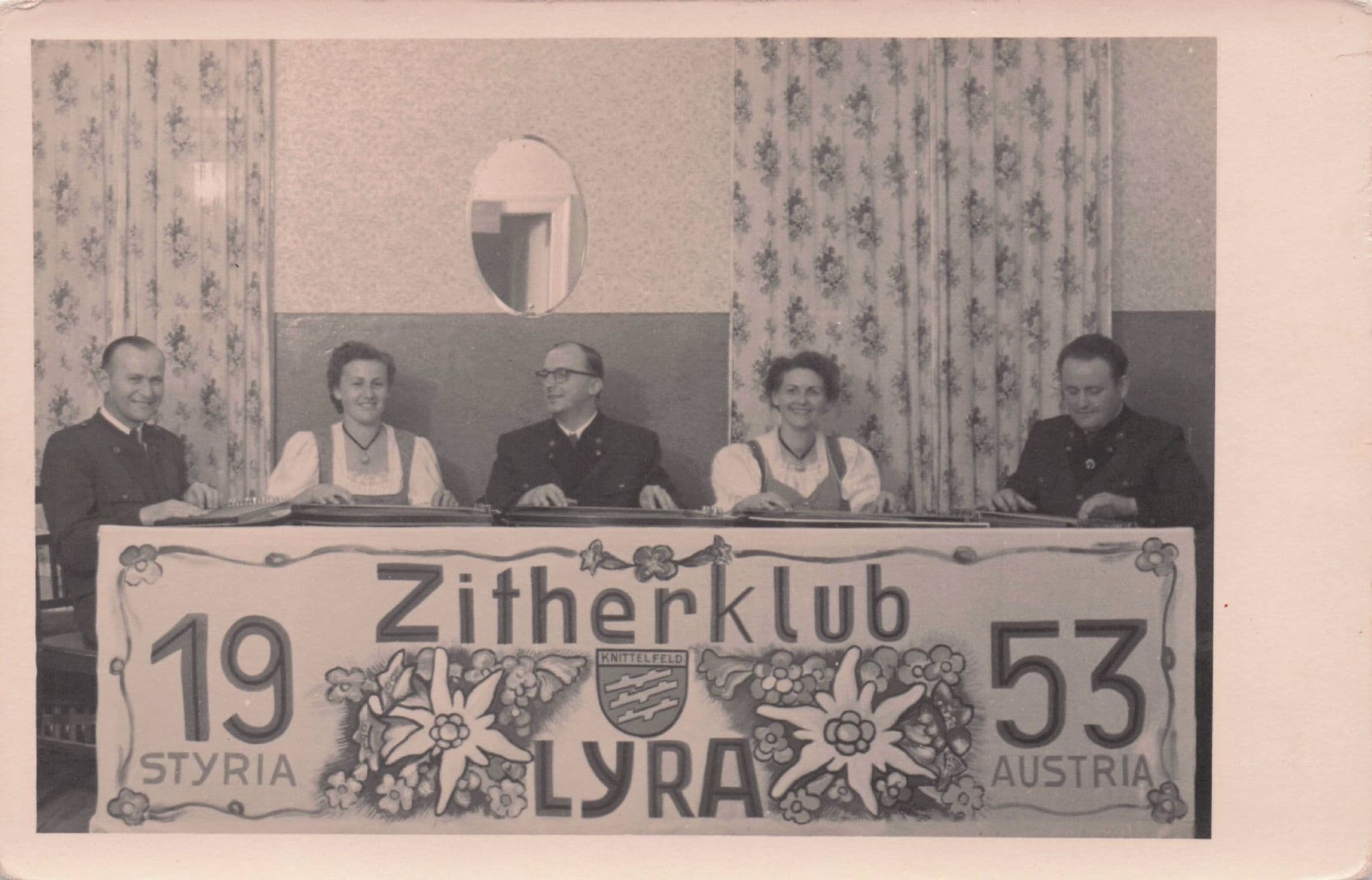 Zitherklub Lyra Styria Austrian Music Club Old Real Photo Postcard