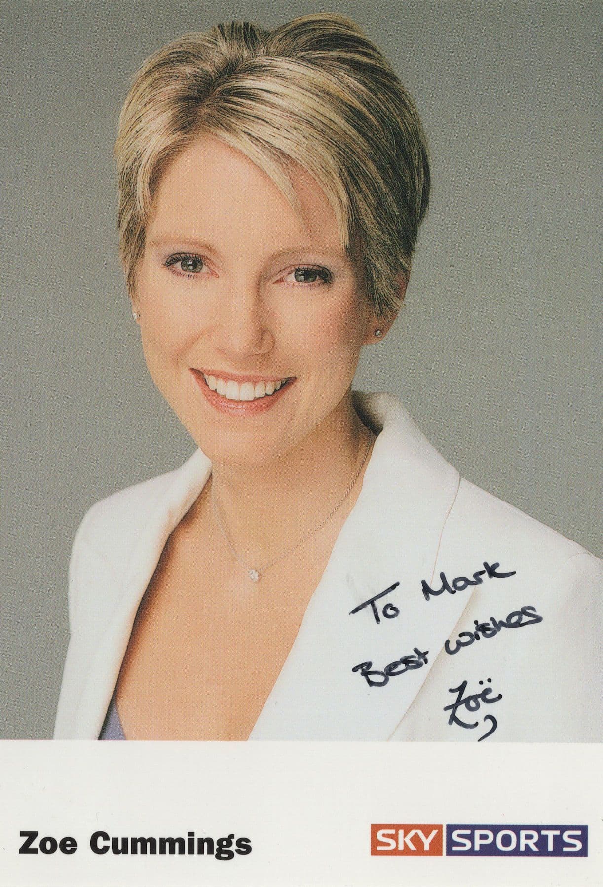 Zoe Cummings Sky Sports Hand Signed Card Photo