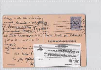 Zoology Museum Frankfurt Conference Professor 1924 German Postcard