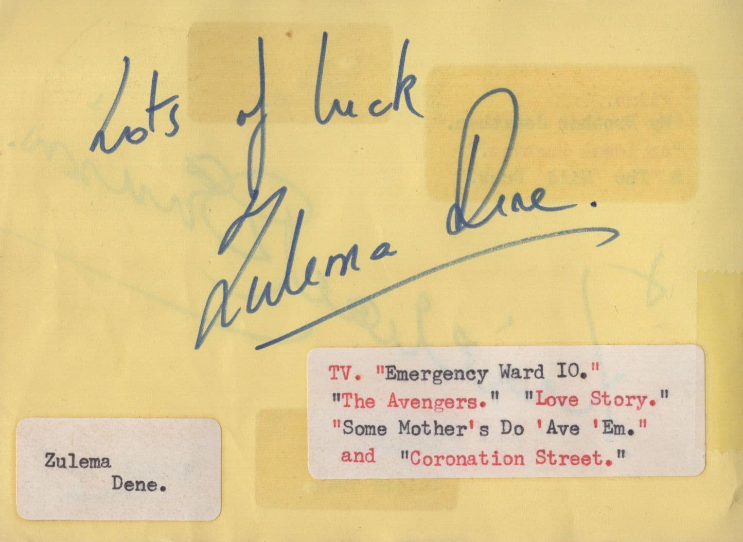 Zulema Dene Emergency Ward 10 Vintage Hand Signed Autograph