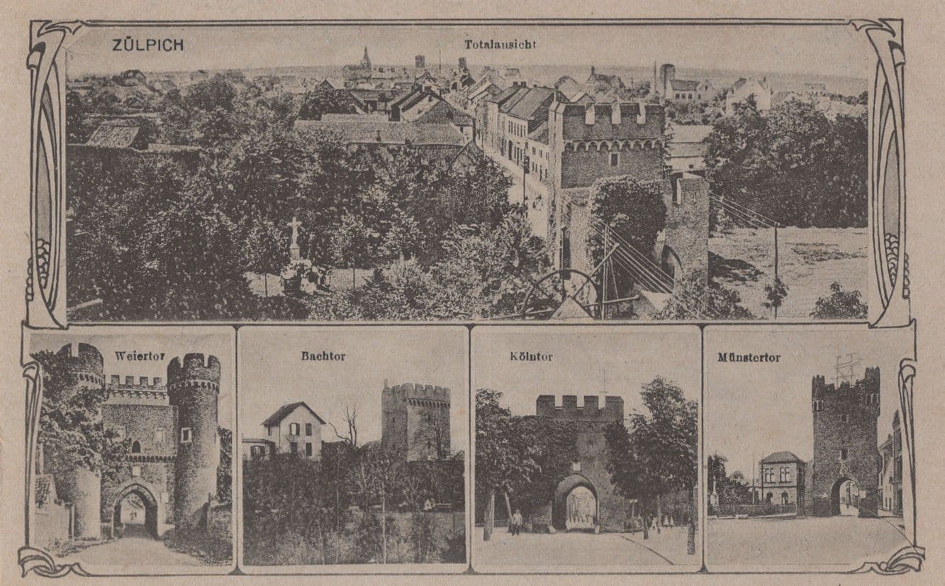 Zulpich Germany Bachtor Weiertof Mustertor WW1 Old Postcard