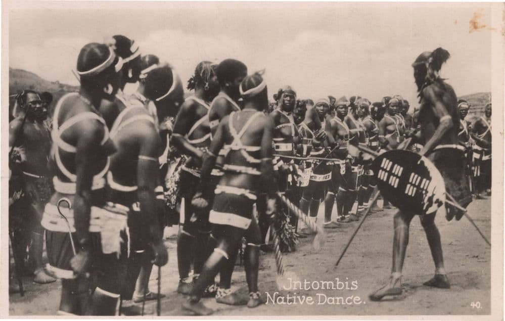 Zulu Warriors Untombis Native Dance African Old Real Photo Postcard
