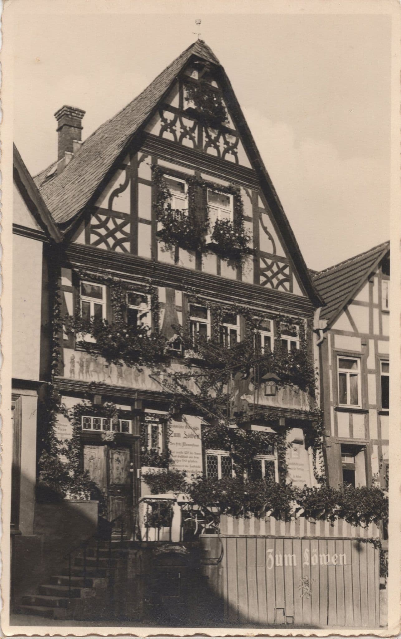 Zum Lowen German Hotel Old Real Photo Postcard