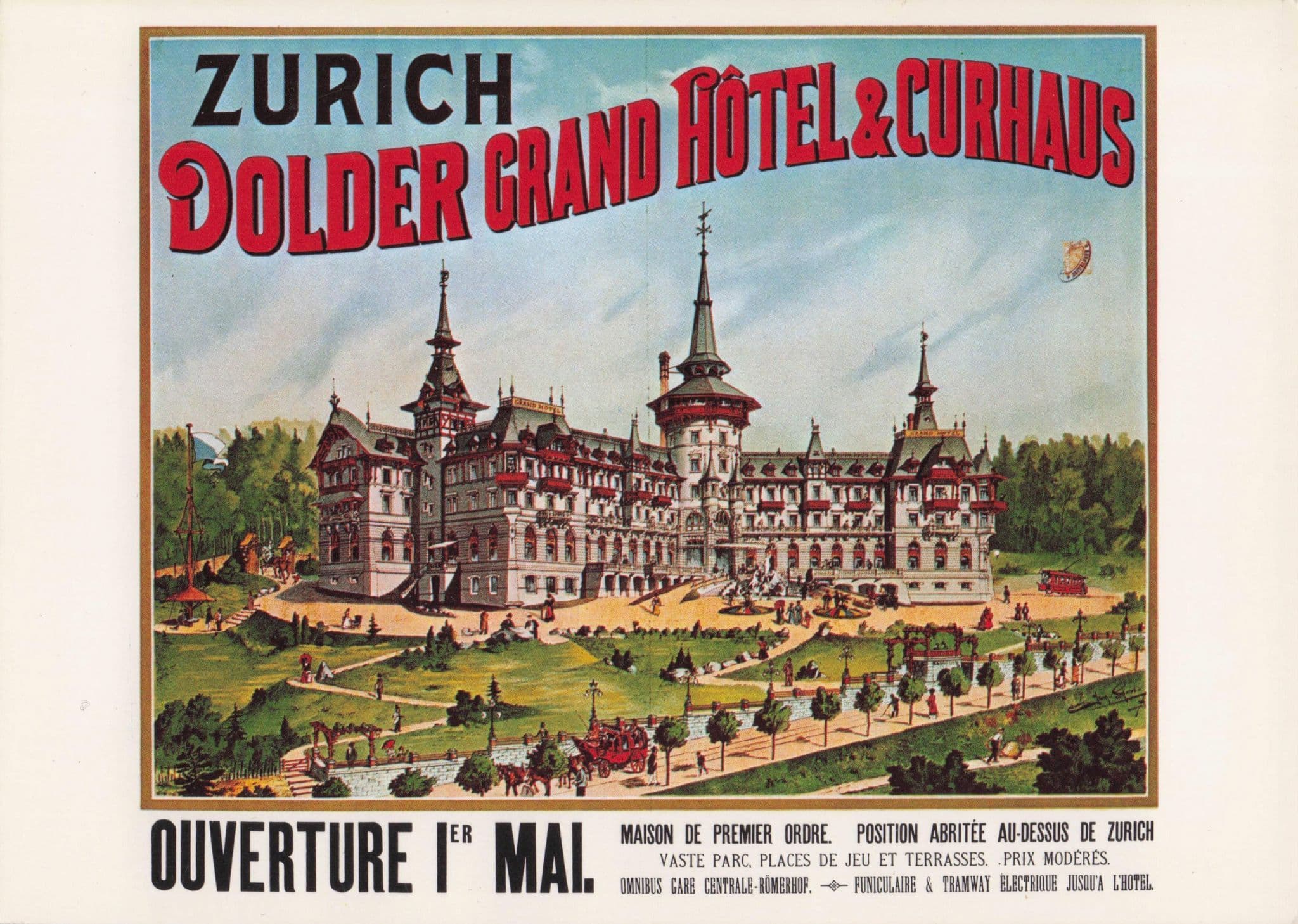 Zurich Dolder Grand Hotel Opening Switzerland Travel Poster Postcard