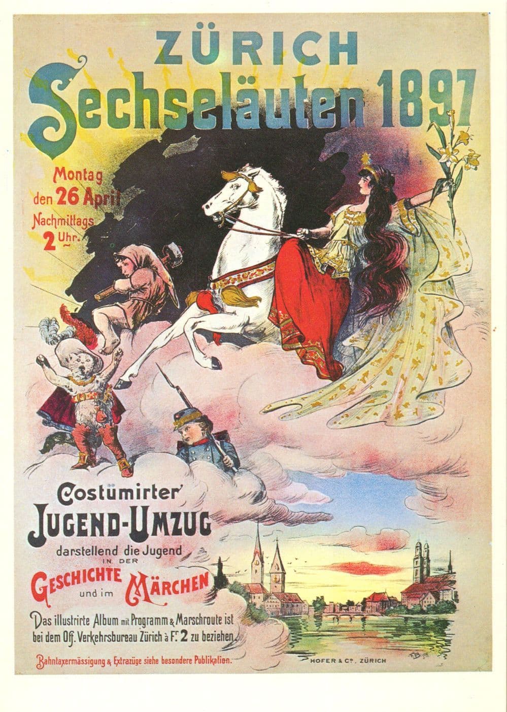 Zurich Switzerland Sechselauter Victorian 1897 Poster Postcard