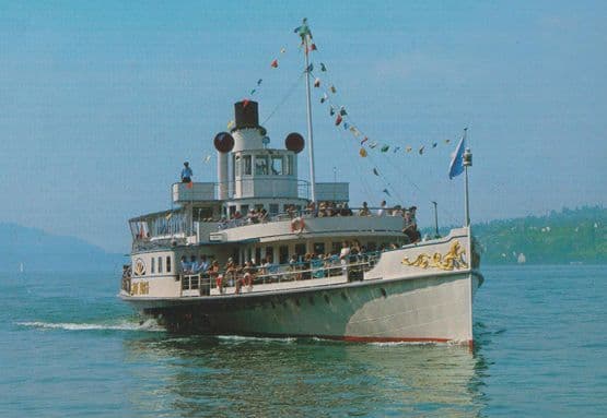 Zurichsee Raddampfer Stadt Swiss Paddle Steamer Ship Lake Zurich Postcard